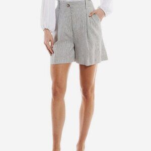 Alex Marie Reina Linen Blend Pleated Shorts – Navy Stripe – Like New